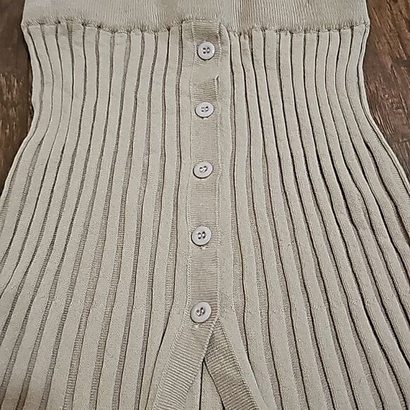 Cider Tan Pleated Split Knitted Midi Skirt Size XS, Knit, Stretchy - Picture 8 of 10